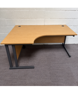 Oak Left Handed Corner Desk Set with Pedestal- 1800mm - Grade B