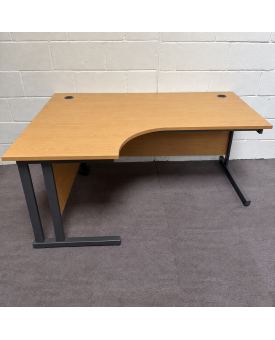 Oak Left Handed Corner Desk Set with Pedestal- 1800mm - Grade B