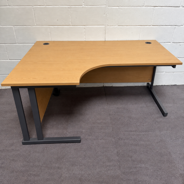 Oak Left Handed Corner Desk Set with Pedestal- 1800mm - Grade B