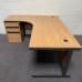 Oak Left Handed Corner Desk Set with Pedestal- 1800mm - Grade B