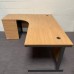 Oak Left Handed Corner Desk Set with Pedestal- 1800mm - Grade B