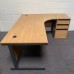 Oak Right Handed Corner Desk Set with Pedestal- 1800mm - Grade B