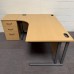 Oak Left Handed Corner Desk Set with Pedestal- 1600mm - Grade B
