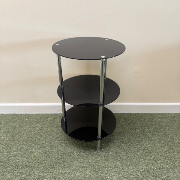 Smoked Glass Three Tier Side Table