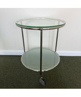 Glass Two Tier Mobile Side Table