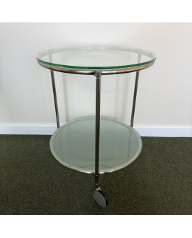 Glass Two Tier Mobile Side Table