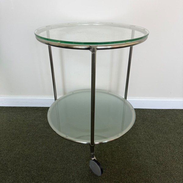 Glass Two Tier Mobile Side Table