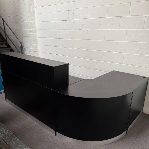 Modular Black Reception Desk 2400mm Wide