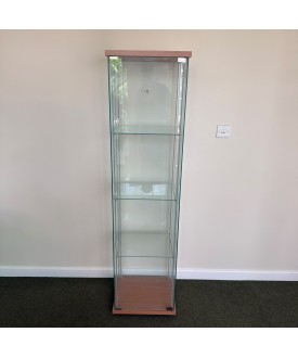 Glass and Beech 3 Shelf Display Cabinet