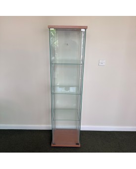 Glass and Beech 3 Shelf Display Cabinet