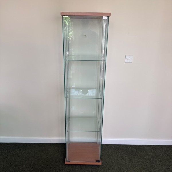 Glass and Beech 3 Shelf Display Cabinet