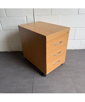 Beech 3 Drawer Mobile Pedestal