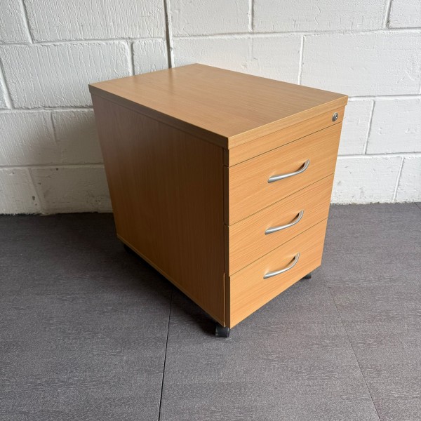 Beech 3 Drawer Mobile Pedestal