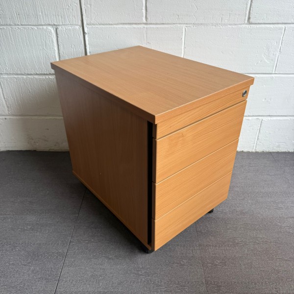 Beech 3 Drawer Mobile Pedestal