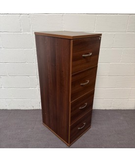 Walnut Four Drawer Filing Cabinet - (Lock Fault)