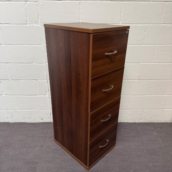 Walnut Four Drawer Filing Cabinet - (Lock Fault)