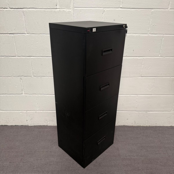 Black Filing Cabinet- 4 Drawer - D400mm