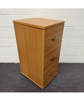 Oak 3 Drawer Filing Cabinet on Wheels