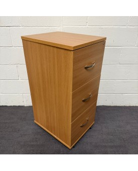 Oak 3 Drawer Filing Cabinet on Wheels