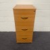 Oak 3 Drawer Filing Cabinet on Wheels