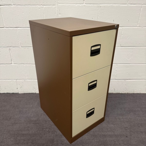 Coffee and Cream Three Drawer Filing Cabinet