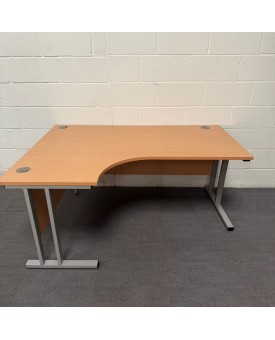 Beech Left Handed Corner Desk 1600mm- Cantilever