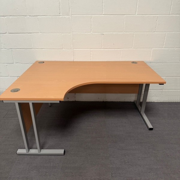 Beech Left Handed Corner Desk 1600mm- Cantilever