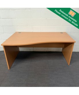 Beech Left Handed Wave Desk- 1600- Panel End