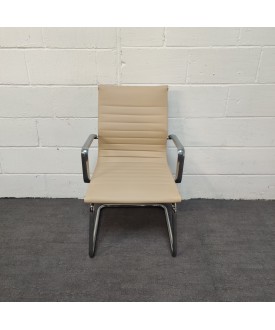 Cream Leatherette Static Chair 