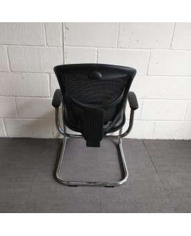 Black Leatherette and Mesh Meeting Chair 