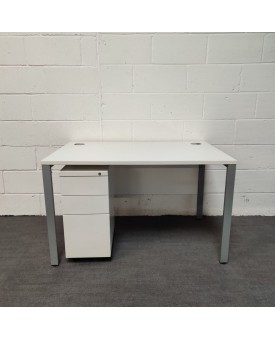 White Straight Desk and Pedestal Set- 1200 x 800 