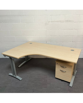 Maple left handed corner desk and pedestal set- 1600 x 1200