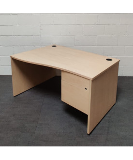 Maple wave left handed desk and pedestal set- 1400 x 800 x 1000