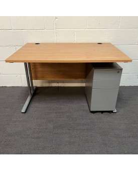 Oak Straight Desk and Pedestal Set- 1200 x 800