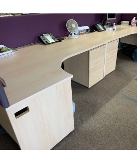 Maple left handed corner desk and pedestal set- 1800 x 1200 