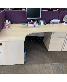 Maple left handed corner desk and pedestal set- 1800 x 1200 