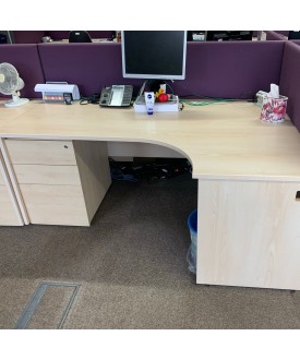 Maple right handed corner desk and pedestal- 1800 x 1200 