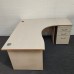 Maple right handed corner desk and pedestal set- 1600 x 1200- GRADE B 
