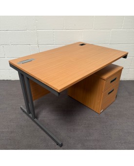Beech Straight Desk and Pedestal Set- 1200 x 800- Grade B