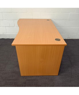 Beech Left Handed Wave Desk- 1600- Panel End