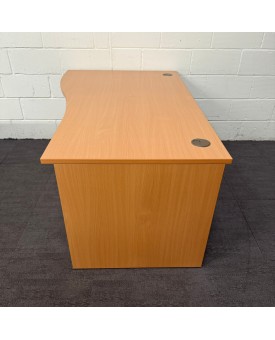 Beech Left Handed Wave Desk- 1600- Panel End Beech Left Handed Wave Desk- 1600- Panel End