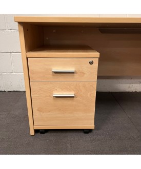 Maple Left Handed Corner Desk and Pedestal Set- 1600- Panel End