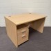 Maple Straight Desk and Pedestal Set- 1200mm- Panel End