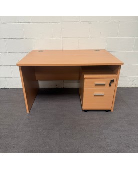 Beech Straight Desk and Pedestal Set- 1200 x 800
