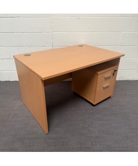 Beech Straight Desk and Pedestal Set- 1200 x 800