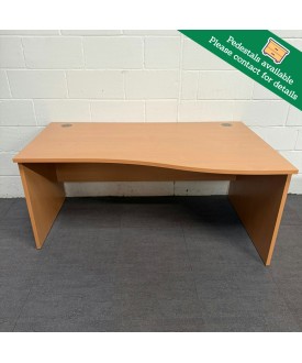 Beech Right Handed Wave Desk- 1600- Panel End