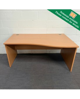 Beech Right Handed Wave Desk- 1600- Panel End