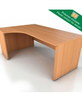Beech Left Handed Corner Desk- 1800- Panel End