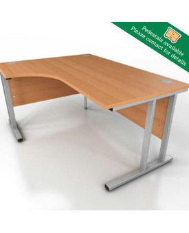 Beech Left Handed Corner Desk- 1800- Cantilever