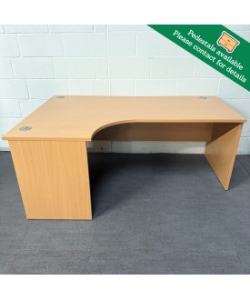 Beech Left Handed Corner Desk- 1800- Panel End